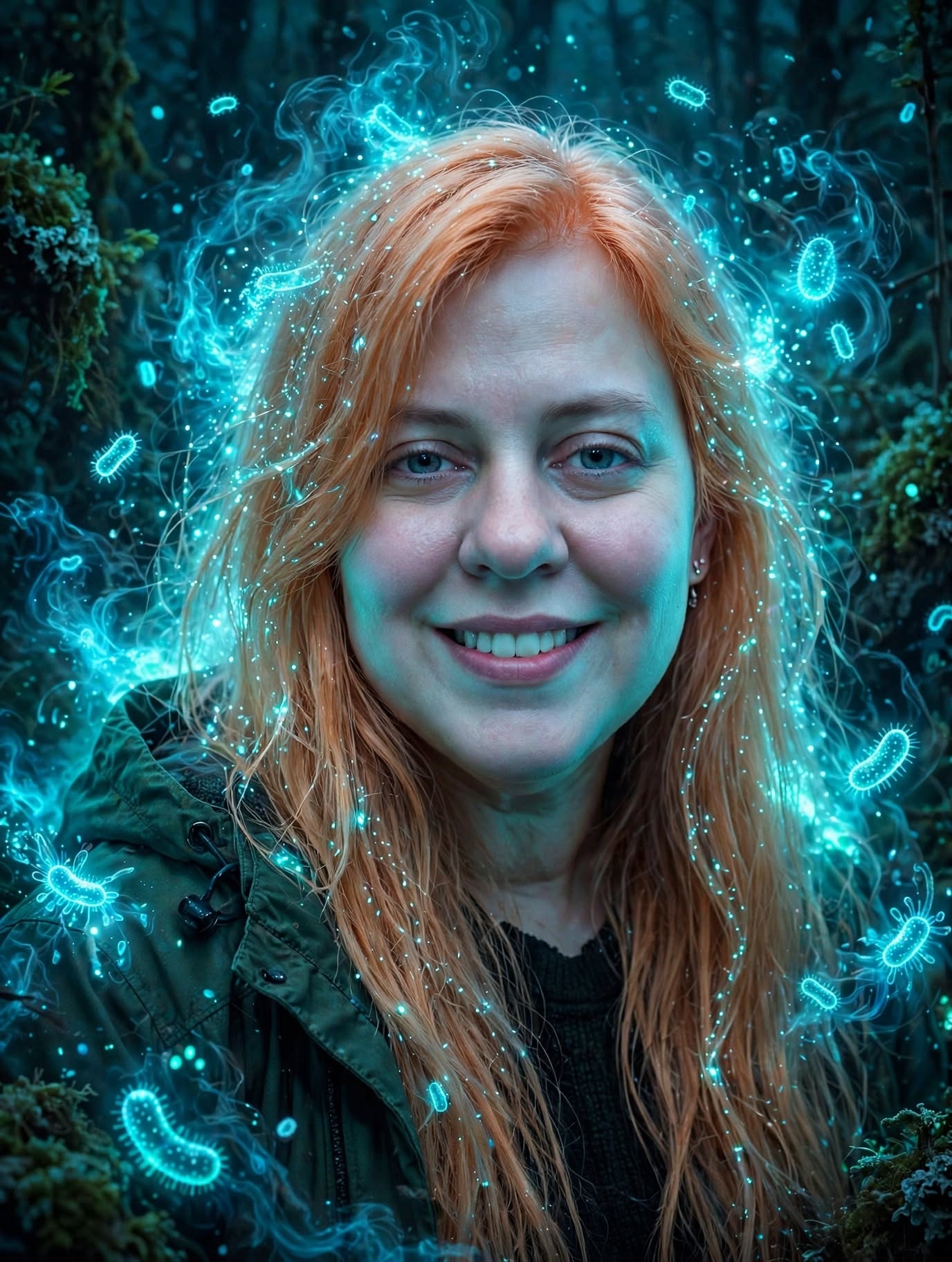 Hunter Cole surrounded by a bioluminescent glow — an example of the donor reward portrait